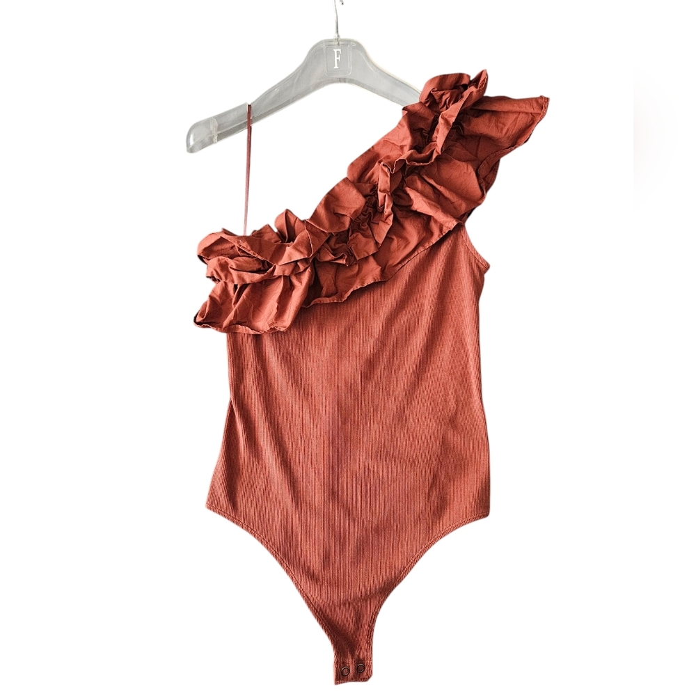 Express M Ruffled One-Shoulder Women's bodysuit Pima Cotton 😍
